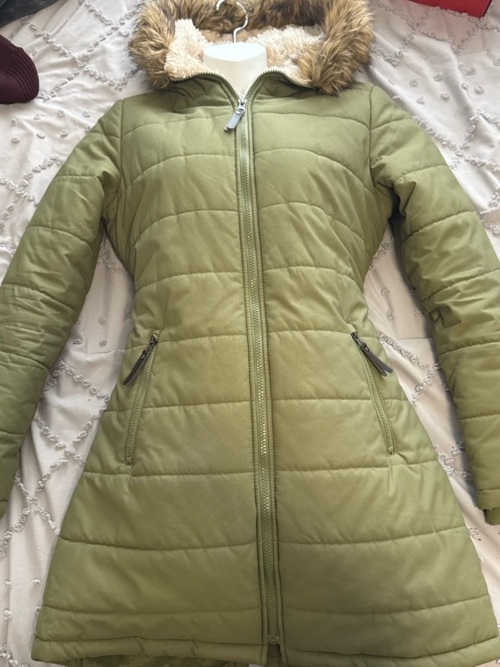 Maralyn & Me Olive Green Quilted Hooded Puffer Coat